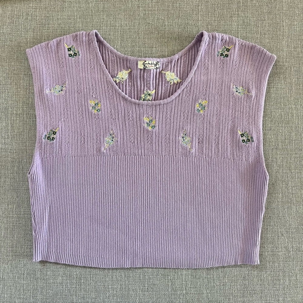 Free People Purple Floral Tank Top